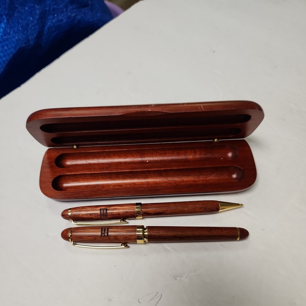 Set of 2 Wooden Ballpoint Pen and‎ Pen in Wooden Box Made in Germany